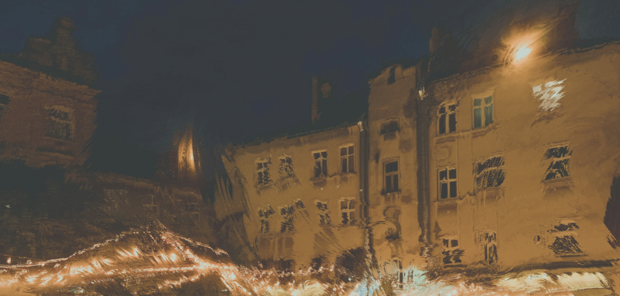 The dark second-floor apartment of the house in Market Square